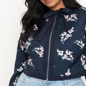 Eloquii Floral Print Tie Jacket